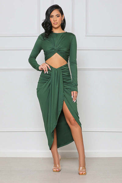 Solid Color Sexy Strappy Tight Hip Dress