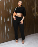 Two-piece solid color waistless sports suit