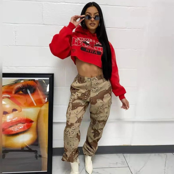 Women's Trendy Fashion Pocket Camouflage Pants Women's Casual Pants