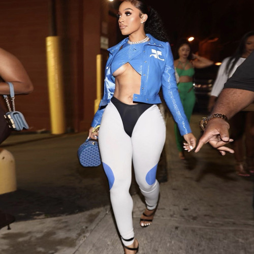 Fashion street sports trend stitching hip tight leggings