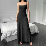 Sexy Solid Color Wool Knit Sling Skirt Dress