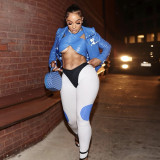 Fashion street sports trend stitching hip tight leggings