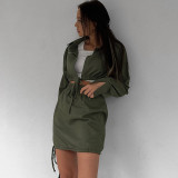 Fashion women's two-piece suit Daily casual commuting solid color short shirt short skirt suit