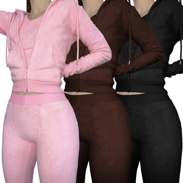 Autumn and winter new double-sided fleece vest hooded three-piece set