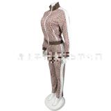 Fashion women's zipper temperament fashion casual sports printing large size suit