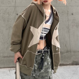 Splicing printing net red fashion trend street shooting personality star women's jacket