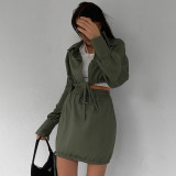 Fashion women's two-piece suit Daily casual commuting solid color short shirt short skirt suit