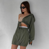 Fashion women's two-piece suit Daily casual commuting solid color short shirt short skirt suit