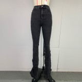 Stylish leg slit jeans