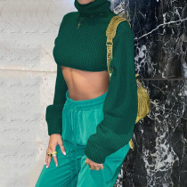 Women's Fashion Casual Slim Fit Cropped Navel Short Long Sleeve Sweater Women's Fashion Casual Slim Fit Cropped Navel Short Long Sleeve Sweater