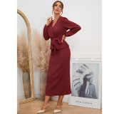 Slim Fit Long Sleeve Top + Mid Skirt Two Piece Set