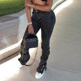 Stylish leg slit jeans