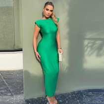 Fashionable round neck open back slim fit sleeveless elegant dress Fashionable round neck open back slim fit sleeveless elegant dress