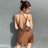 Fashionable sexy halter neck slim temperament dress