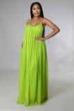 Chiffon Solid Color Casual Open Back Sling Dress