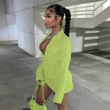 Lapel Low Cut Irregular Sexy High Waist Hip Dress