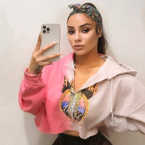 Fashion Street Gradient Print Loose Long Sleeve Hooded Sweatshirt Top Fashion Street Gradient Print Loose Long Sleeve Hooded Sweatshirt Top