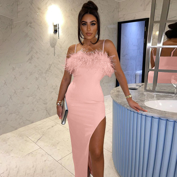 Sexy Raw Edge Slim Fit Slit Dress