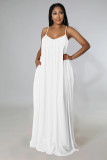 Chiffon Solid Color Casual Open Back Sling Dress