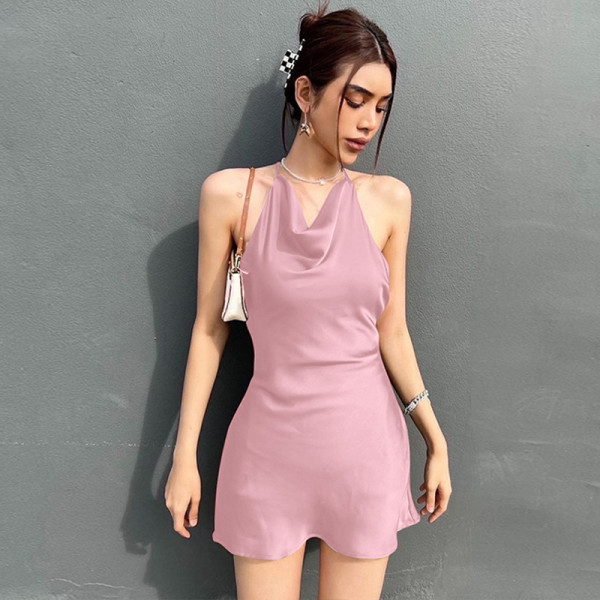 Fashionable sexy halter neck slim temperament dress