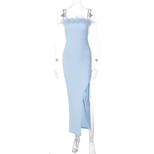 Sexy Raw Edge Slim Fit Slit Dress