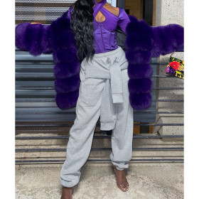 Nightclub fashion fake sweater with bound sleeve pocket casual sports pants