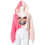 Fashion Street Gradient Print Loose Long Sleeve Hooded Sweatshirt Top