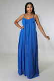 Chiffon Solid Color Casual Open Back Sling Dress