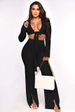 Sexy strap open waist slit pants two-piece set