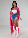 Fashion hollow cardigan tassel autumn winter knitted jacket
