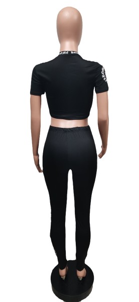 Fashion Women's Print Slim Fit Sports Two Piece Set