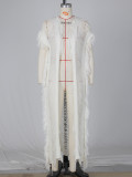 Fashion hollow cardigan tassel autumn winter knitted jacket