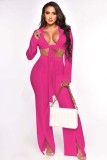 Sexy strap open waist slit pants two-piece set