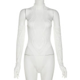 Sexy mesh stitching high-waisted tight-fitting hip sports jumpsuit
