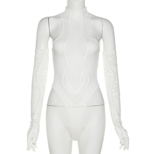 Sexy mesh stitching high-waisted tight-fitting hip sports jumpsuit