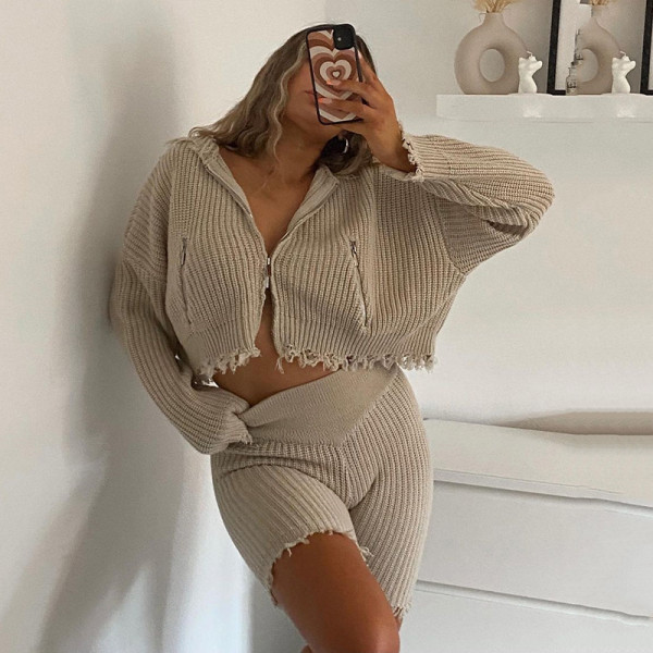 sweater high waist skinny shorts