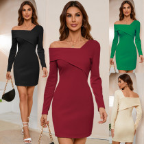 Sexy off-the-shoulder slim fit dress Sexy off-the-shoulder slim fit dress