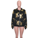 Printed baseball suit casual letter coat