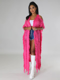 Fashion hollow cardigan tassel autumn winter knitted jacket