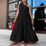 Sexy tie diagonal shoulder skirt dress