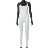Sexy suspenders open back hanging chain tight hip lift trousers jumpsuit
