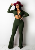 New thread slim lace up micro La Jumpsuit