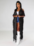 Fashion hollow cardigan tassel autumn winter knitted jacket