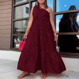 Sexy tie diagonal shoulder skirt dress