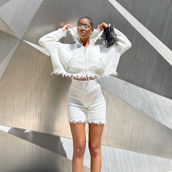 sweater high waist skinny shorts