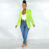 Solid Color Women's Ruffled Long Sleeve Blazer