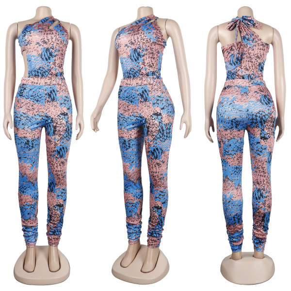 Sexy slim print two piece set