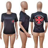 Women's Solid Color Print Fashion Ripped Open Collar Top