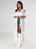 Fashion hollow cardigan tassel autumn winter knitted jacket