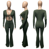 New thread slim lace up micro La Jumpsuit